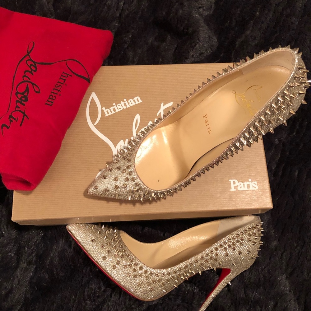 Christian Louboutin Escarpit 100 Spike Heel Silver